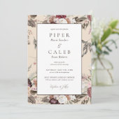 Elegant Blush Roze Bourgondië Bloemen Bruiloft Inv Kaart (Staand voorkant)