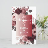 Elegant Blush Roze Bourgondië Floral bruiloft prog (Staand voorkant)