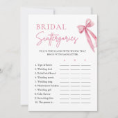 Elegant Blush Roze Bow Bruids Scattergories Game Kaart (Voorkant)
