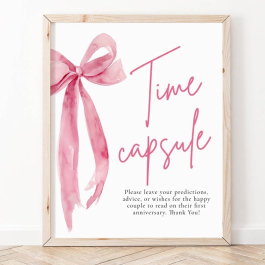 Elegant Blush Roze Bow Tijd Capsule Game Sign Poster