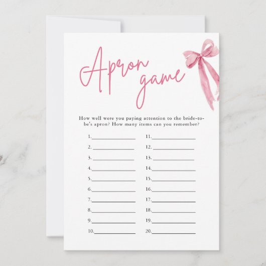 Elegant Blush Roze Bow Vrijgezellenfeest Schort sp Kaart (Voorkant)