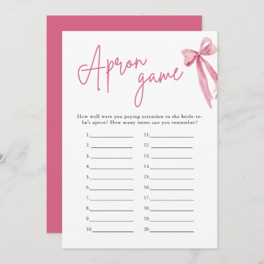 Elegant Blush Roze Bow Vrijgezellenfeest Schort sp Kaart (Voorkant / Achterkant)