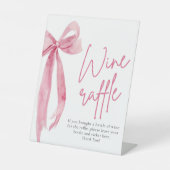 Elegant Blush Roze Bow Wijn Raffle Game Sign Reclamebord Met Voetstuk (Voorkant)