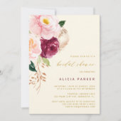 Elegant blush roze bruine bloemen vrijgezellenfees kaart (Voorkant)