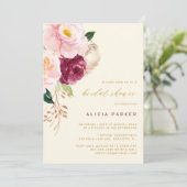 Elegant blush roze bruine bloemen vrijgezellenfees kaart (Staand voorkant)