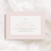 Elegant Blush Roze Cross Pattern Baby Meisje Dop Kaart
