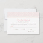 Elegant Blush Roze Cross Pattern Baby Meisje Dop RSVP Kaartje (Voorkant)