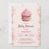 Elegant Blush Roze Cupcake Meisje Zoet Baby shower Kaart (Voorkant)