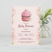 Elegant Blush Roze Cupcake Meisje Zoet Baby shower Kaart (Staand voorkant)
