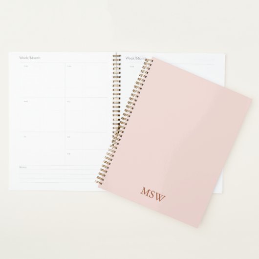 Elegant blush roze custom monogram initialen eenvo planner (Display)