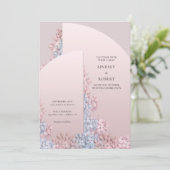 Elegant blush roze dusty blue hyacinths bruiloft kaart (Staand voorkant)