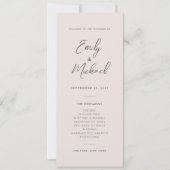 Elegant Blush Roze Eenvoudig Trouwprogramma Kaart (Voorkant)