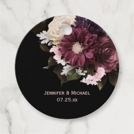 Elegant Blush Roze en Bourgondië Boeket Bruiloft | Bedankjes Labels