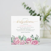 Elegant Blush Roze en Goud Waterverf Meisje Baby S Kaart (Staand voorkant)