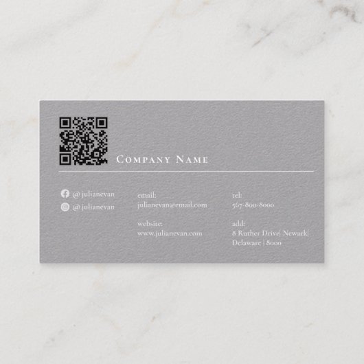 Elegant Blush Roze en Grijs Visitekaartje (Achterkant)