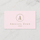 Elegant Blush Roze en Grijze Glitter Goud Monogram Visitekaartje (Voorkant)