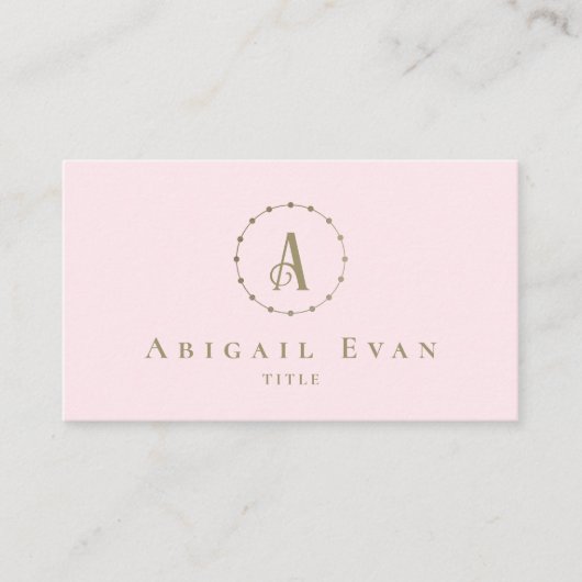 Elegant Blush Roze en Grijze Glitter Goud Monogram Visitekaartje (Voorkant)