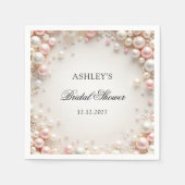 Elegant Blush Roze en Witte Parels Vrijgezellenfee Servet (Voorkant)