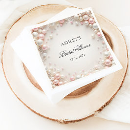 Elegant Blush Roze en Witte Parels Vrijgezellenfee Servet