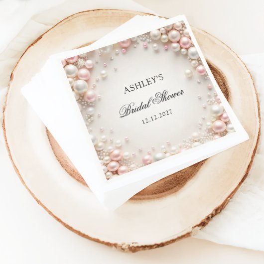 Elegant Blush Roze en Witte Parels Vrijgezellenfee Servet