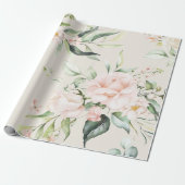 Elegant Blush Roze Eucalyptus Groen Beige Cadeaupapier (Uitgerold)