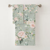 Elegant Blush Roze Eucalyptus Sage Green Bad Handdoek (Insitu)