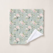 Elegant Blush Roze Eucalyptus Sage Green Bad Handdoek (Wasdoekje)