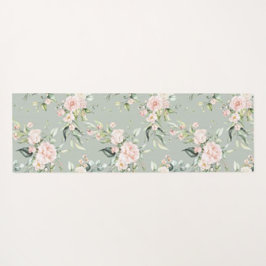 Elegant Blush Roze Eucalyptus Sage Green Yogamat (Achterkant (horizontaal))