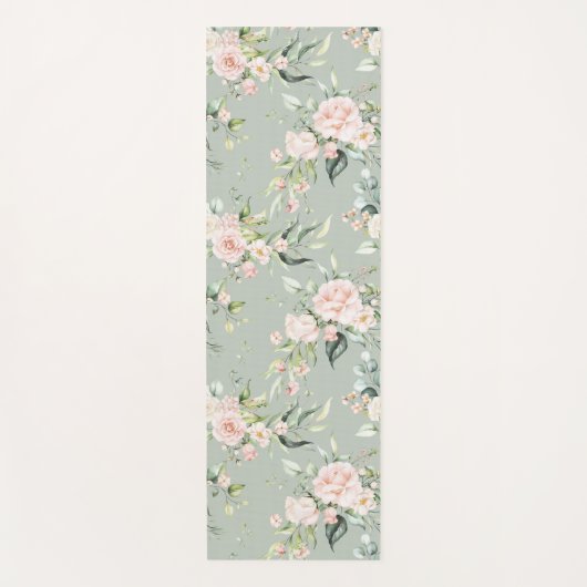 Elegant Blush Roze Eucalyptus Sage Green Yogamat (Voorkant)