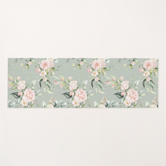 Elegant Blush Roze Eucalyptus Sage Green Yogamat (Voorkant (horizontaal))