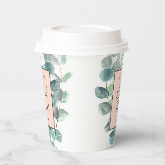 Elegant Blush Roze Eucalyptus Vrijgezellenfeest Na Papieren Bekers (Links)
