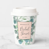 Elegant Blush Roze Eucalyptus Vrijgezellenfeest Na Papieren Bekers (Achterkant)