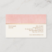 Elegant Blush Roze Faux Linnen en Gouden Streep Visitekaartje (Achterkant)