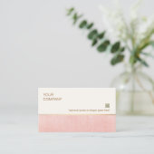 Elegant Blush Roze Faux Linnen en Gouden Streep Visitekaartje (Staand voorkant)