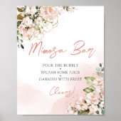 Elegant blush roze floral gold mimosa bar sign poster (Voorkant)