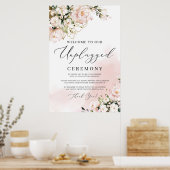 Elegant blush roze floral unplugged ceremonbord poster (Keuken)