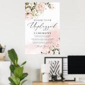 Elegant blush roze floral unplugged ceremonbord poster (Thuiskantoor)