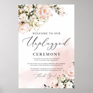 Elegant blush roze floral unplugged ceremonbord poster