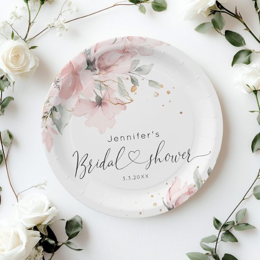 Elegant Blush roze floral vrijgezellenfeest Papieren Bordje