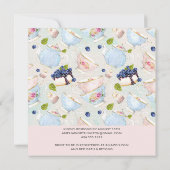 Elegant Blush Roze Floral Vrijgezellenfeest Tea Kaart (Achterkant)