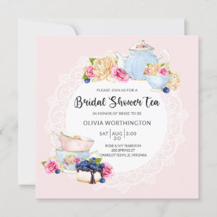 Elegant Blush Roze Floral Vrijgezellenfeest Tea Kaart