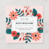 Elegant blush roze florale bloesem bouquet vierkante visitekaartje (Voorkant)