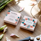 Elegant blush roze florale bloesem bouquet vierkante visitekaartje