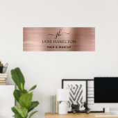 Elegant Blush Roze geborsteld Metaal Bedrijfs Post Poster (Thuiskantoor)