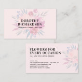 Elegant blush roze gedempt waterverf bloemenboeket visitekaartje (Voorkant / Achterkant)