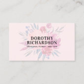 Elegant blush roze gedempt waterverf bloemenboeket visitekaartje (Voorkant)