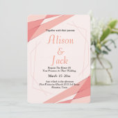 Elegant blush roze geometrisch lijst bruiloft kaart (Staand voorkant)
