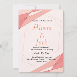 Elegant blush roze geometrisch lijst bruiloft kaart