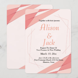 Elegant blush roze geometrisch lijst bruiloft kaart