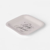 Elegant blush roze gepersonaliseerd baby shower papieren bordje (Gebogen)